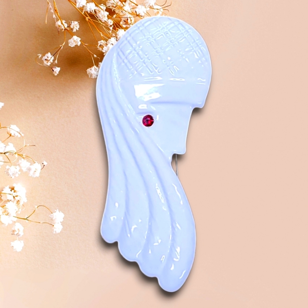 Art Deco Enamel Over Metal Brooch Woman's Silhouette